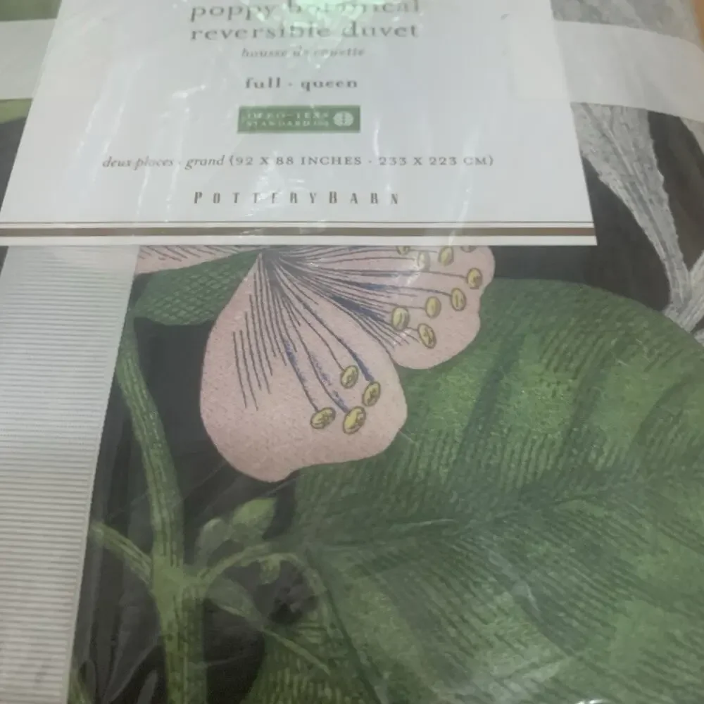 Pottery Barn Poppy Botanical Reversible Duvet Queen Full Foundations